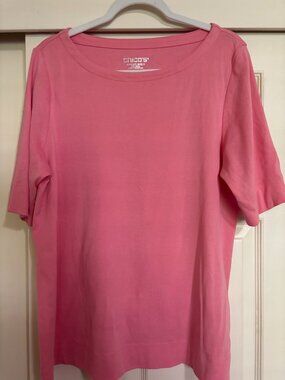 Chico's Pima Elbow Sleeve Tee in Pink Size XL / Size 3
